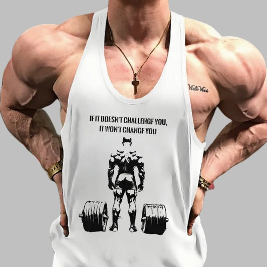 2025 Men's Cotton Breathable Sleeveless Vest - Fitness Running and Gym Workout Vest Bodybuilding Muscle Training Exercise